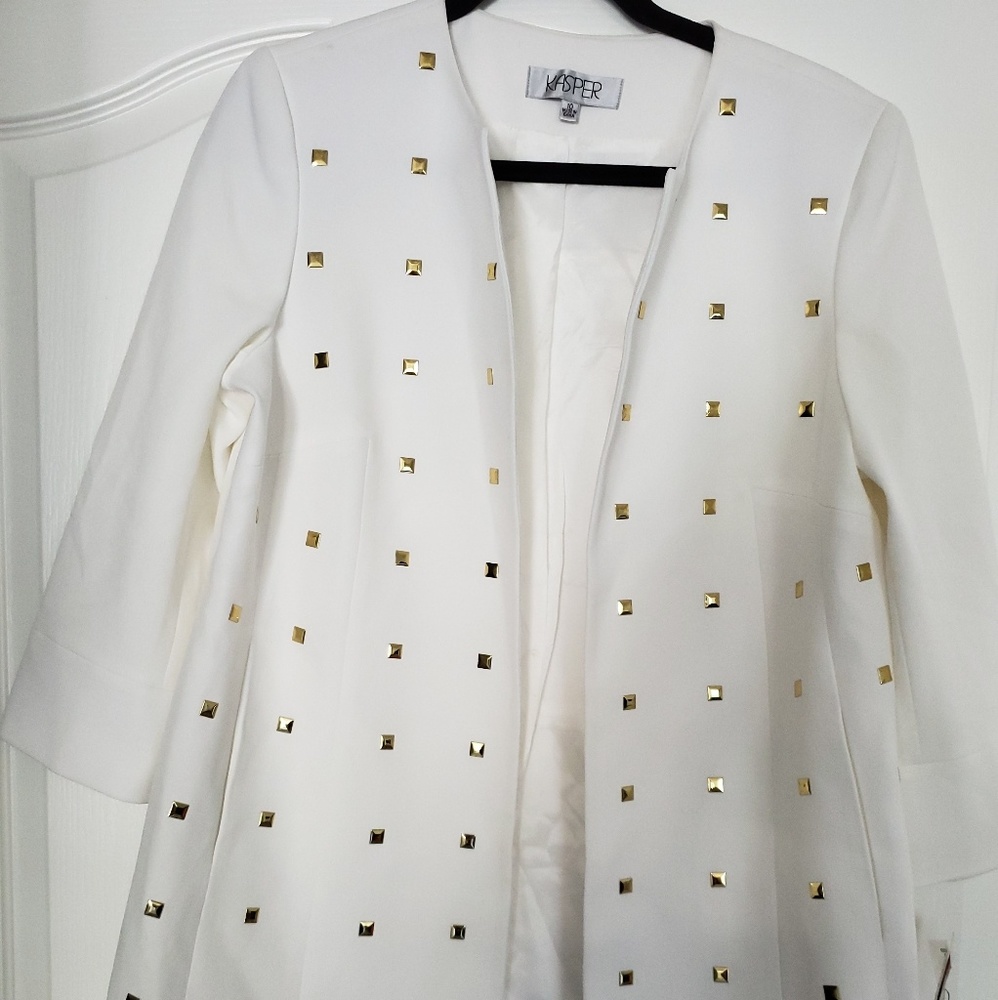White studded open jacket